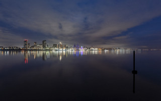 City skyline night reflection water 19 - a reflection of the city free wallpaper