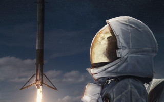 Space astronaut moon rocket night - a man in a space suit holding free wallpaper