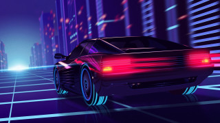 Futuristic city night neon vehicles - the car free wallpaper