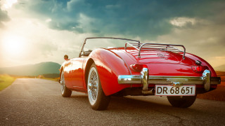 Red sports car cloudy sky 13 - cloudy free wallpaper