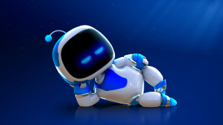Robot astronaut blue surface moon - its back free wallpaper