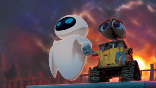Robot fire sky stars city - pixar and disney animation free wallpaper