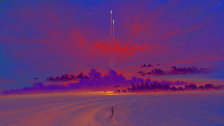 Metaphysical snow night plane city - metaphysical painting free wallpaper