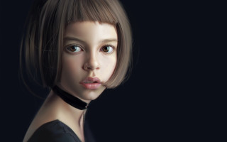Girl black choker brown eyes - young free wallpaper