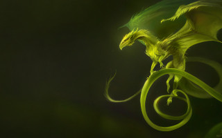 Green dragon curled tail glowing - a green dragon free wallpaper