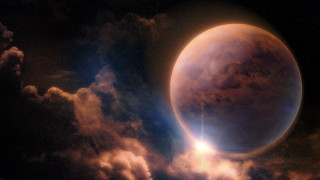 Red planet clouds bright light - redshift free wallpaper
