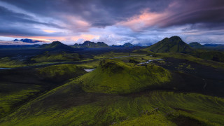 Green mountain river cloudy sky - a cloudy sky free wallpaper
