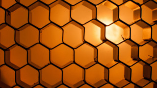 Hexagon mosaic backlighting brick wall - hexagonal free wallpaper