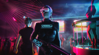 Futuristic gadgets group neon cyberpunk - retrofuturism free wallpaper