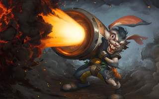 Cartoon demon fire barrel splash - a fire free wallpaper