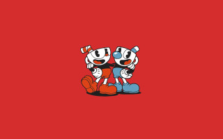 Cartoon hugging characters red background - a red background behind them free wallpaper