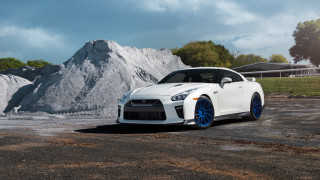 White sports car parking lot 23 - matte finish free wallpaper