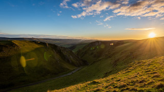 Sunset valley river mountains clouds 4 - a river free wallpaper for desktop