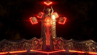 Statue lights night red shining - the dark night time free wallpaper