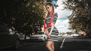 Woman skateboard red scarf city - a skateboard free wallpaper