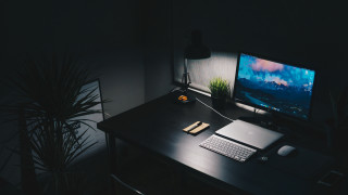 Desk computer laptop dark room - affinity photo free wallpaper