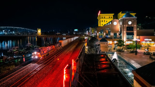 Train city night bridge tokyo 2 - expressionism free wallpaper