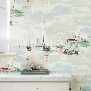 Wall painting boats window sill - a wall free wallpaper