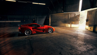 Red sports car garage door 3 - a yellow line free wallpaper