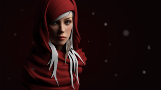Woman red hoodie scarf blue - a red hoodie free wallpaper