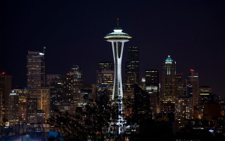 City skyline night tower lights 2 - a tall tower free wallpaper