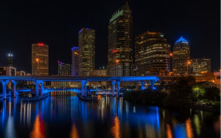 City skyline bridge river night 71 - a bridge over a river free wallpaper