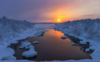 River snow mountain sunset ocean - a river free wallpaper for desktop
