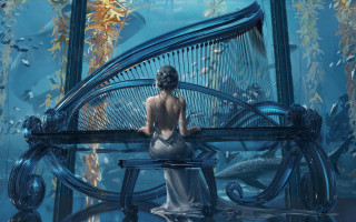 Woman sitting sea life fantasy - donato giancola free wallpaper