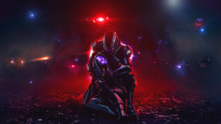 Futuristic man rock red lights - a futuristic suit free wallpaper