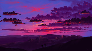Sunset couple hill clouds cityscape - a couple standing free wallpaper