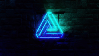 Neon hologram girl brick wall - against free wallpaper