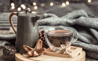Tea teapot wooden tray blurry - a wooden tray free wallpaper