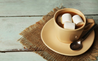Hot chocolate marshmallows saucer spoon - hot chocolate free wallpaper