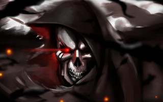 Skull red light hooded cloak - death free wallpaper