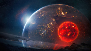 Space station red sun astronaut - a space station free wallpaper