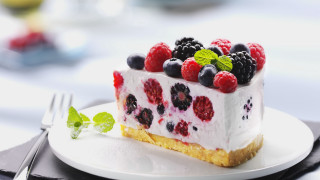Cake berries mint plate wine - a piece of cake free wallpaper
