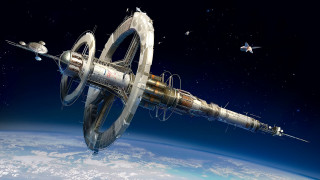 Space station earth moon stars - a space station in the middle of the earth free wallpaper