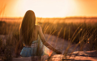 Woman dress walking sunset blonde - tall grass free wallpaper
