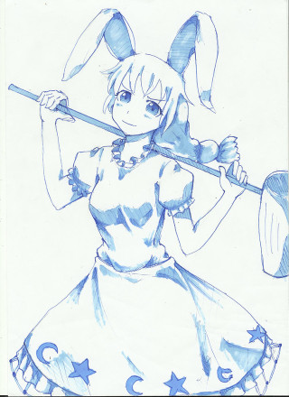 Girl baseball bat bunny ears - a drawing of a girl free wallpaper