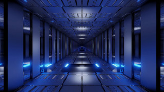 Hallway blue lights holography cgi - cinema 4 d free wallpaper