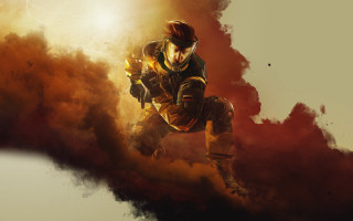 Yellow suit flying gun smoke - a yellow suit free wallpaper
