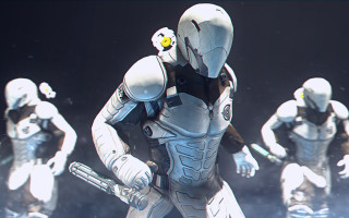 Futuristic people white suits yellow - eve ryder free wallpaper for desktop