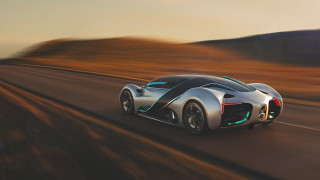 Futuristic car road hill clouds - a car free wallpaper for desktop