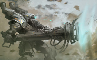 Futuristic man gun sky clouds 2 - a futuristic man free wallpaper