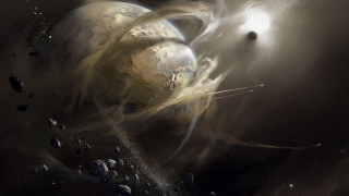 Planet rocks smoke star space - a painting of a planet free wallpaper
