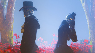 Black coats flower field autumn - beeple free wallpaper