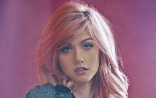 Pink hair black dress portrait - arabesque free wallpaper for desktop