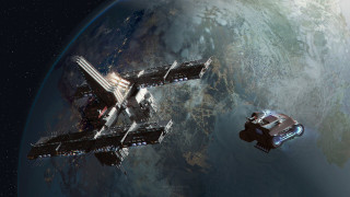 Space station over planet satellite - a space station in the background free wallpaper