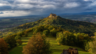 Castle hill trees clouds city - cloudy free wallpaper