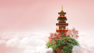 Tower clouds east asian shrine - sky free wallpaper